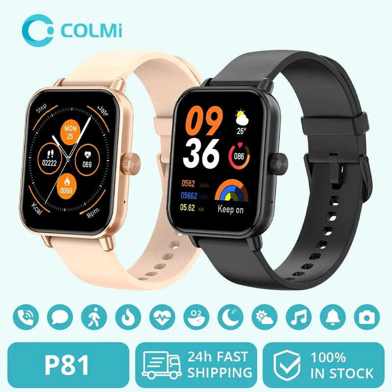 Colmi p81 chamada de voz relógio inteligente ultra 1.9 polegada tela 24h monitor saúde 100 + modos esportivos, bluetooth smartwatch masculino feminino