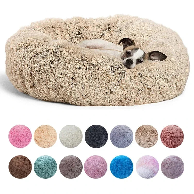 Cama redonda para animais de estimação, 40-90cm, para cachorro grande, super macia, cama de gato, longa, casa de cachorro de pelúcia, para cachorro médio, inverno, quente, dormir