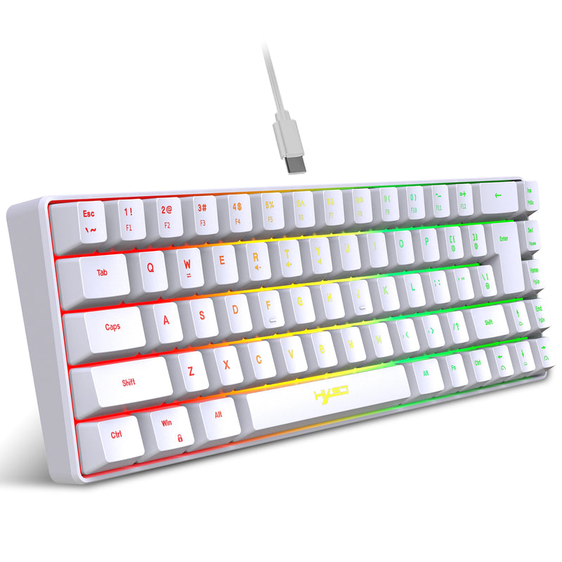 Teclado para jogos com 68 teclas USB portátil com fio 20 RGB teclado retroiluminado para laptops com Windows